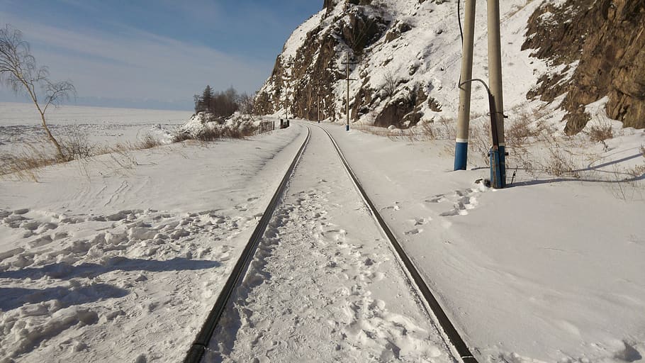 irkutsk, danau baikal, kereta api trans-siberia, rel, salju, suhu dingin, musim dingin, arah, alam, jalan ke depan