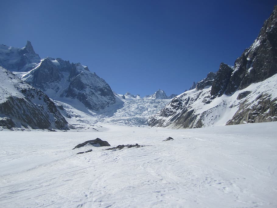 montañas cubiertas de nieve, chamonix, mont blanc, alpino, nieve, altas montañas, montañas, vallée blanche, esquí, snowboard