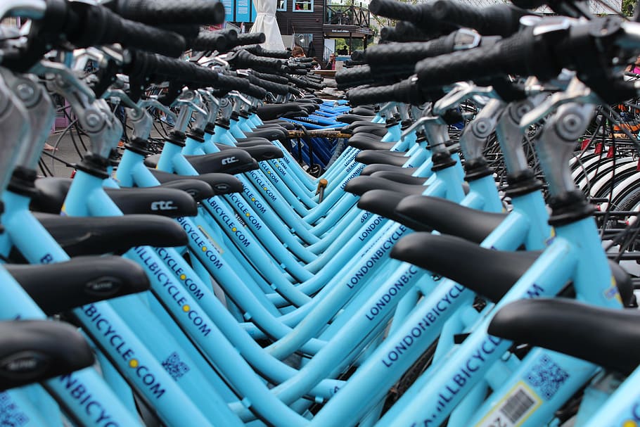 Bicycles, Wheels, Cycling, Cycle, Bike, blue, london, london bicycle, bike racks, park