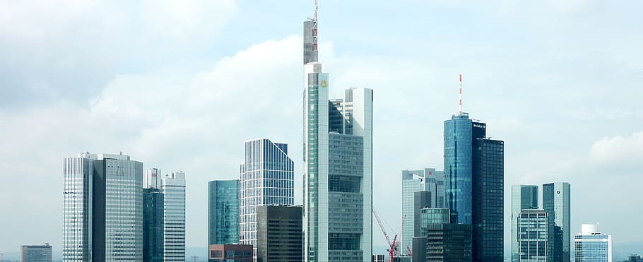 high-rise, buildings, daytime, skyline, frankfurt, skyscrapers, architecture, skyscraper, outlook, city