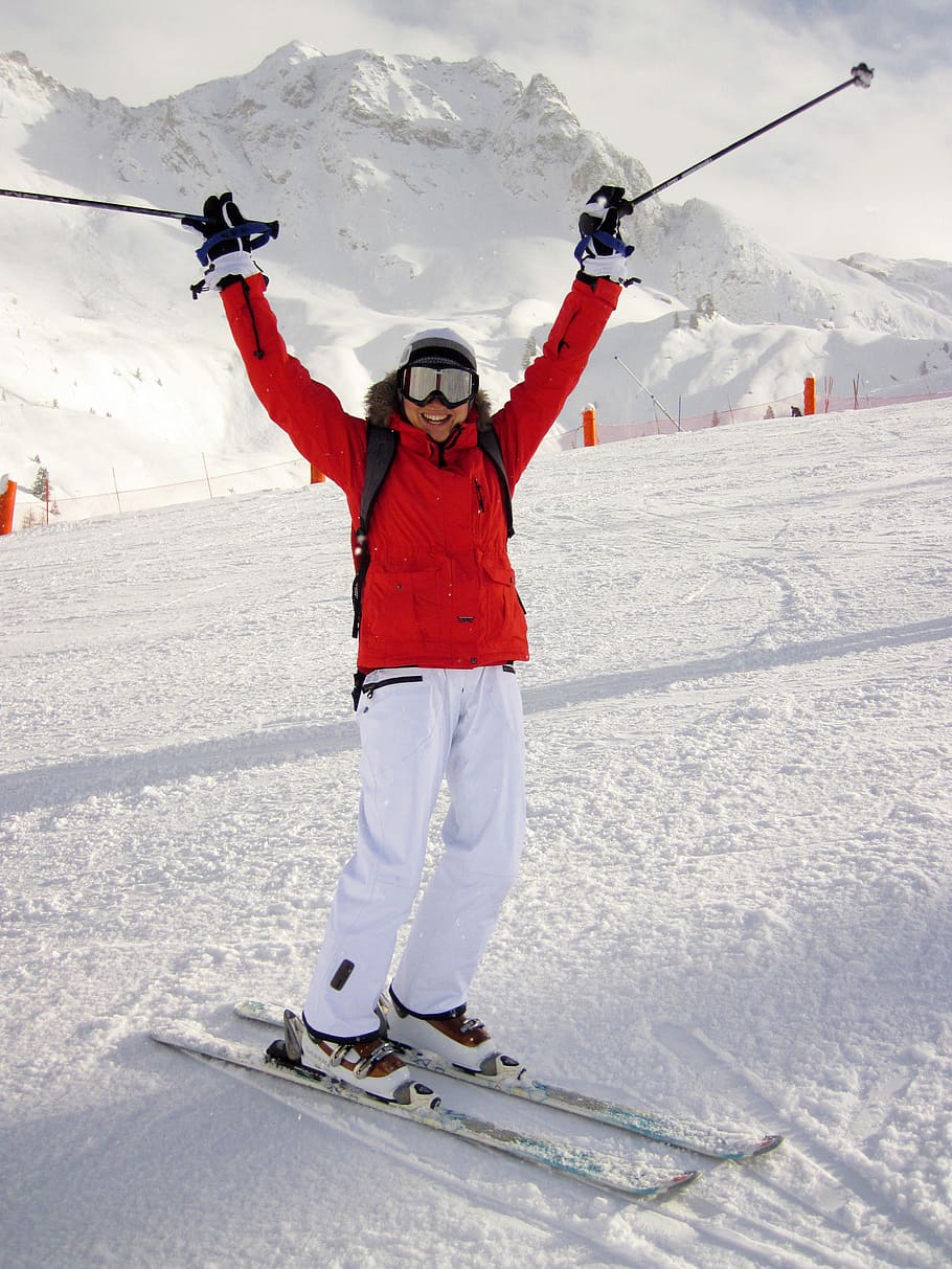 pemain ski bersenang-senang, Pemain ski, bersenang-senang, foto, kesenangan, domain publik, salju, olahraga, musim dingin, ski