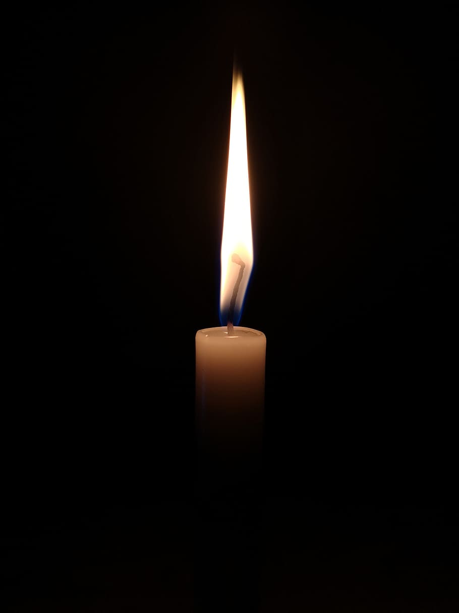 candle, light, burnt, black, wight, fire, burning, black background ...