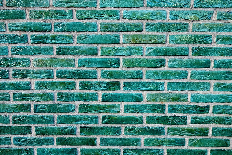 green, concrete, brick wall, wall, green bricks, glazed bricks, masonry, seam, green brick wall, brick texture