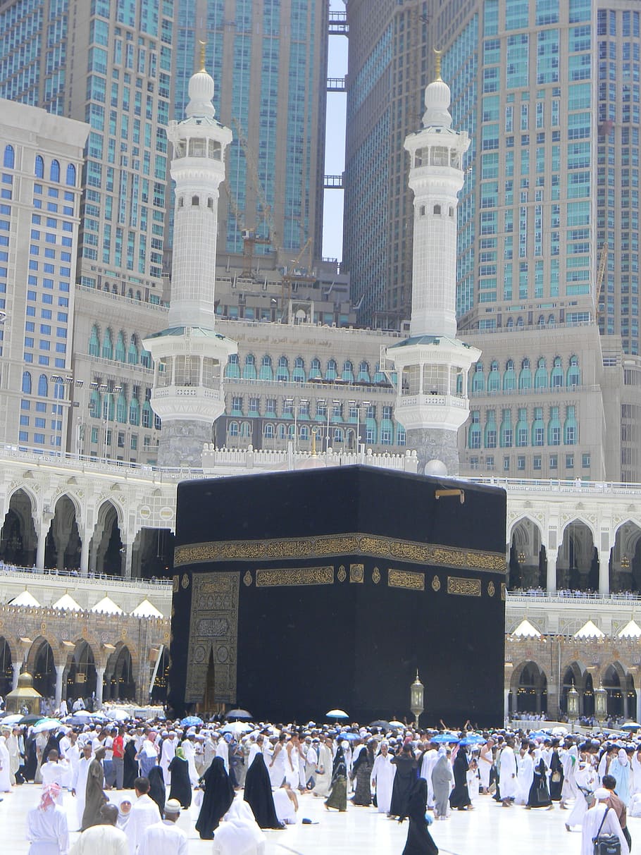 Kaaba, Meca, Minaretes, Al, Abrar, Arábia Saudita, Al Abrar Meca, hotel, construção, arquitetura