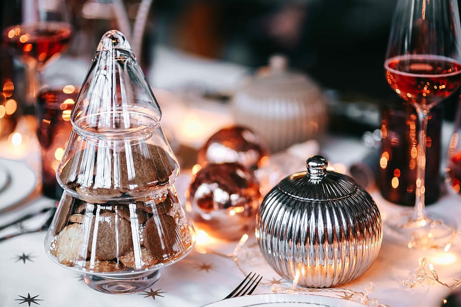 decorações de mesa de natal, natal, mesa, decorações, conjunto de mesa, rosa, férias, glamour, decoração, restaurante