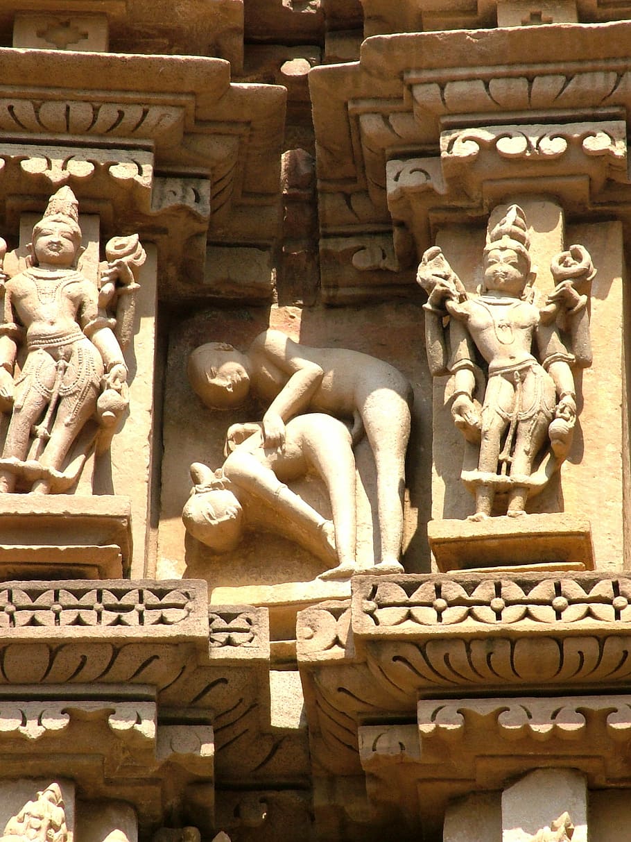 khajuraho, kamasutra, india, monument, stone, architecture, building, figure, unesco, sculpture