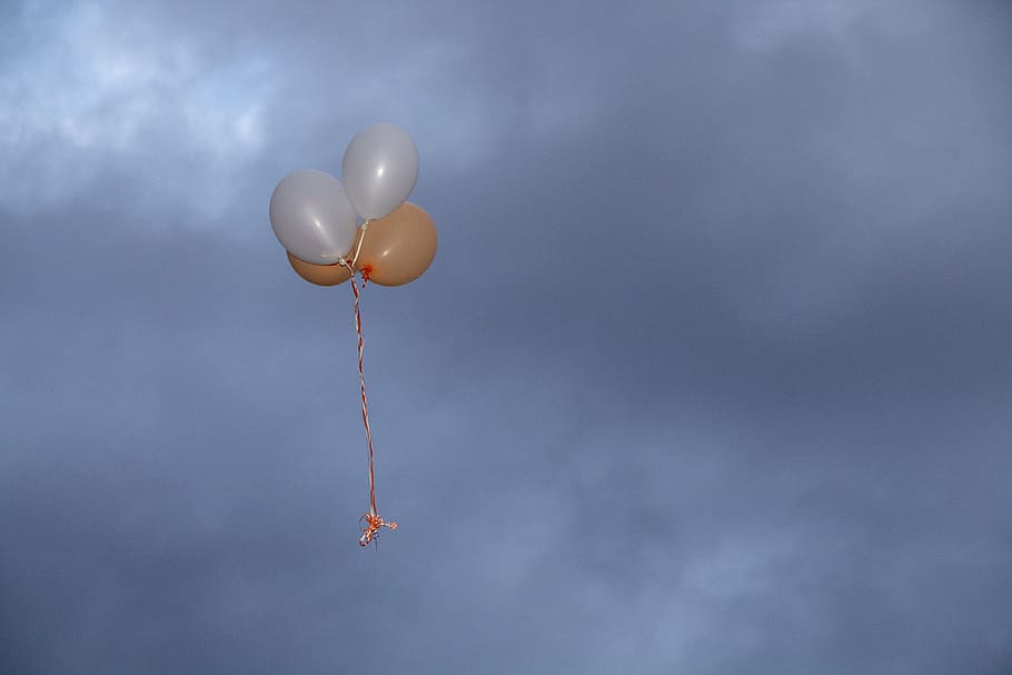 balloons, floating, helium, celebration, decoration, balloon, cloud - sky, sky, mid-air, flying