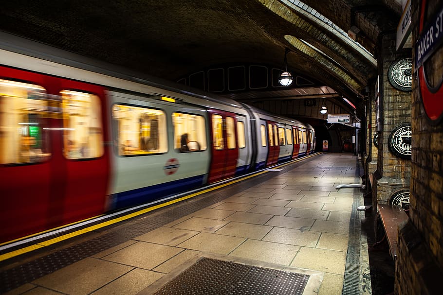 baker street tube, tube station, london tube, train, underground, platform, london, bakerloo line, tfl, subway