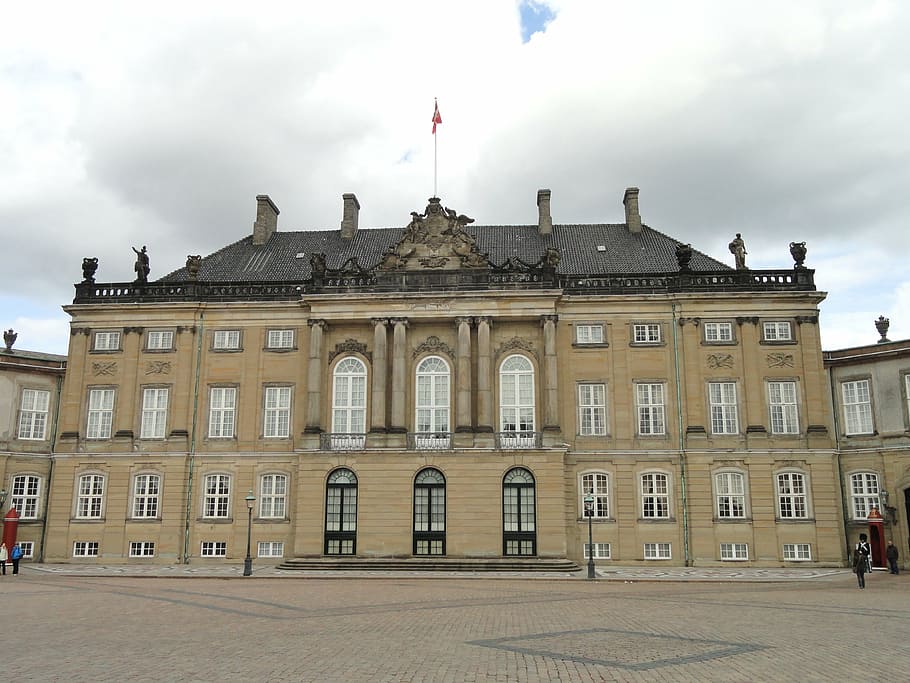 amalienborg, palacio, copenhague, dinamarca, frente, real, edificio, arquitectura, exterior del edificio, estructura construida