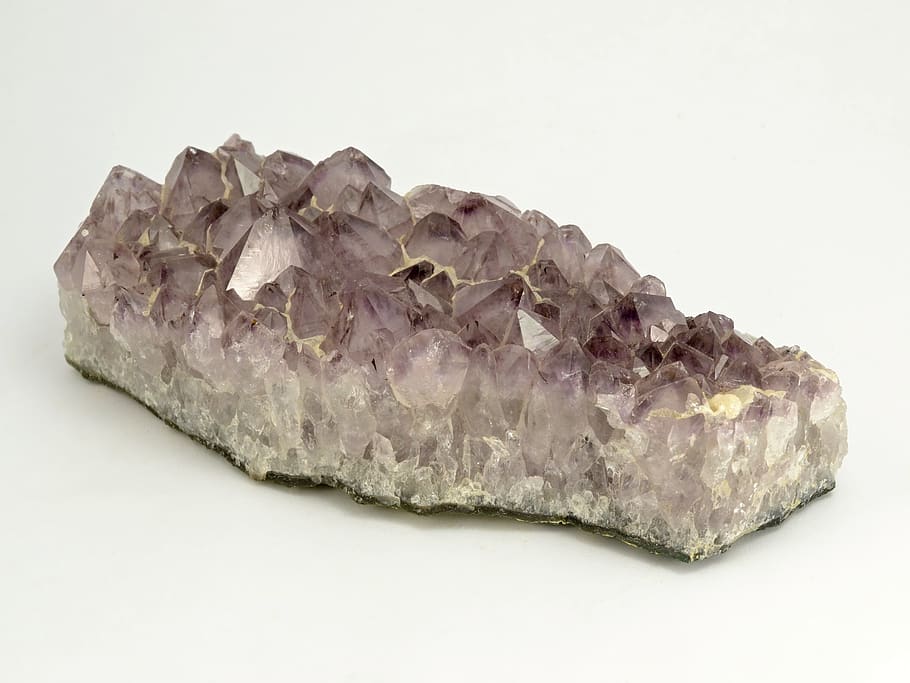 amethyst, precious stones, stone, precious stone, studio shot, mineral, geology, white background, crystal, indoors
