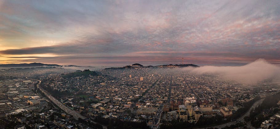 San Francisco, drone, niebla, naturaleza, fantasma, cielo, dji, nubes, sombrío, otoño