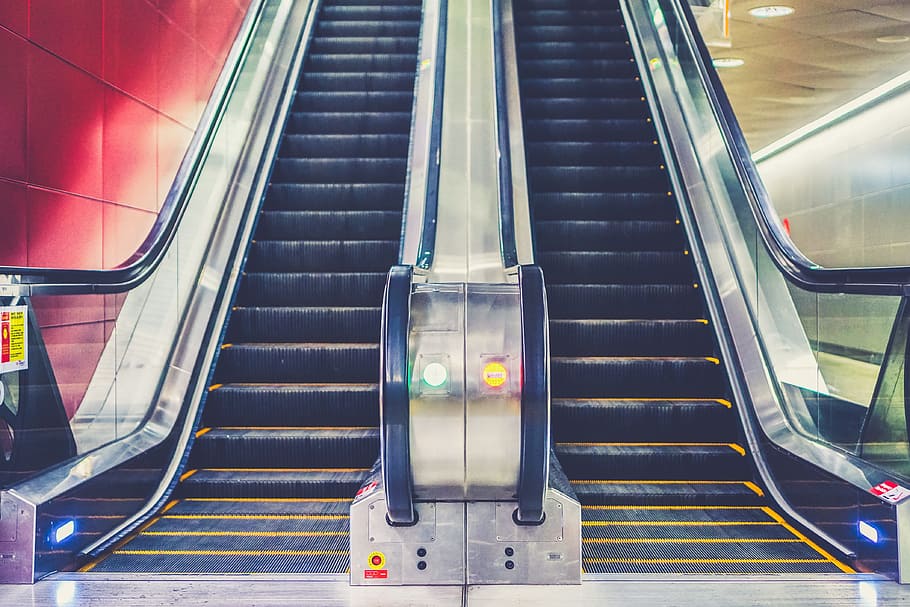 escalator, subway, station, metro, transportation, staircase, steps and staircases, architecture, modern, built structure