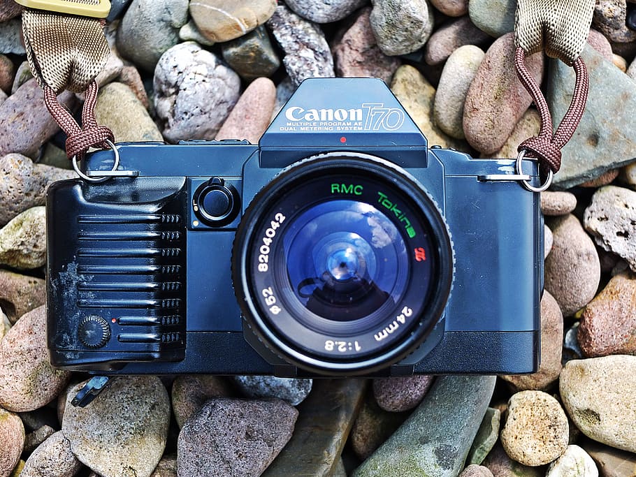 camera, canon, t70, analog, vintage, old, retro, hipster, vhs, 70s