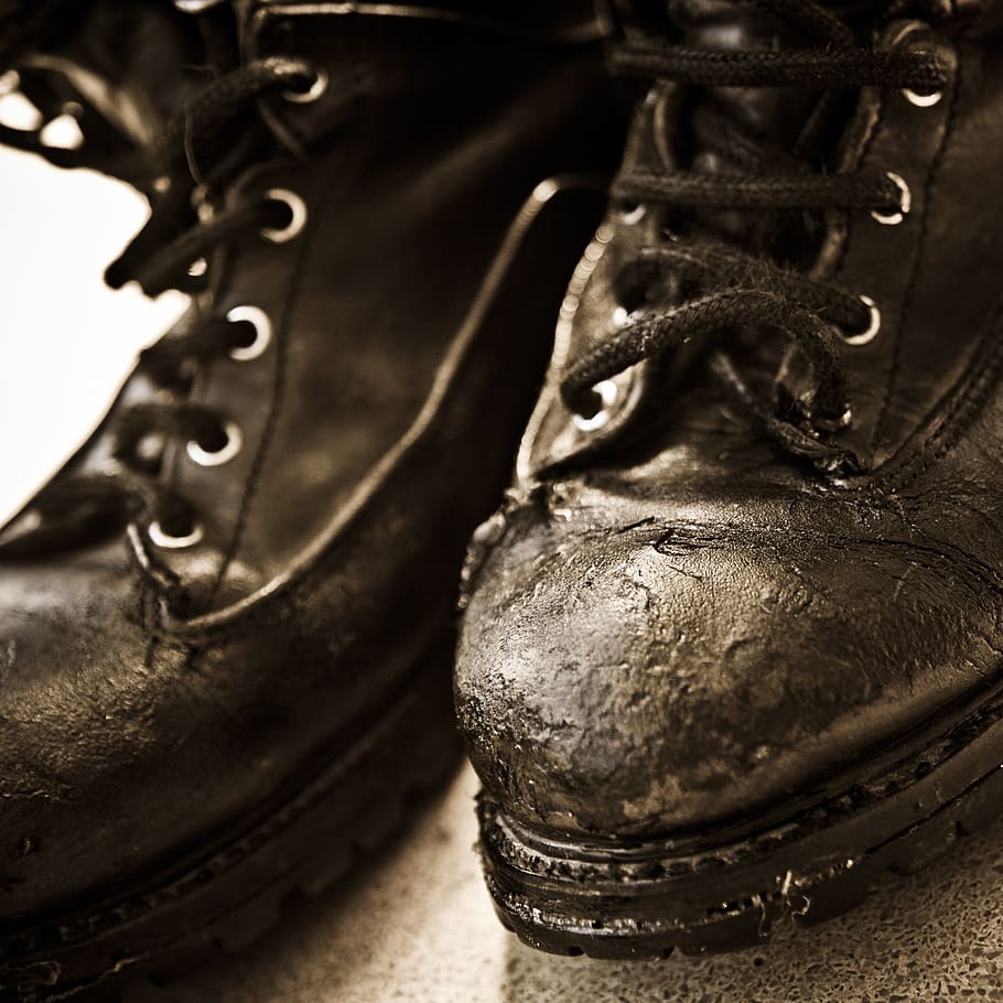 shoes, boots, laces, pair, adventure, military ankle boots, black, to feet, shoe, close-up