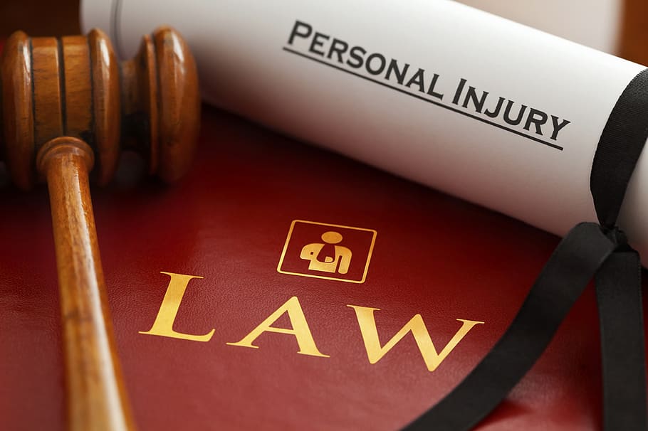 brown, wooden, personal, injury, lawyers, personal injury, accident, claim, gavel, law