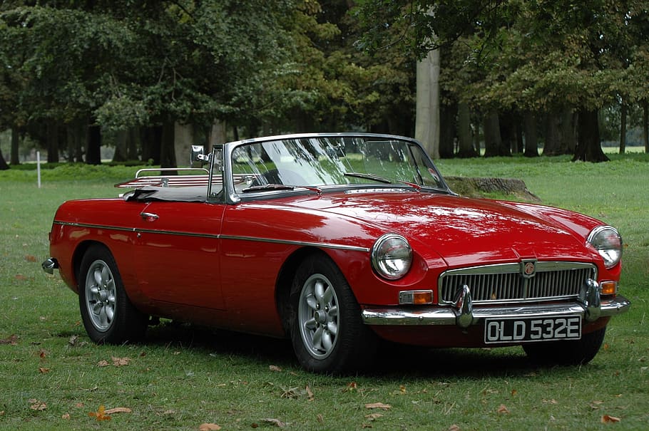 red convertible, oldtimer, mg, old car, automotive, red, sports car, england, auto, classic
