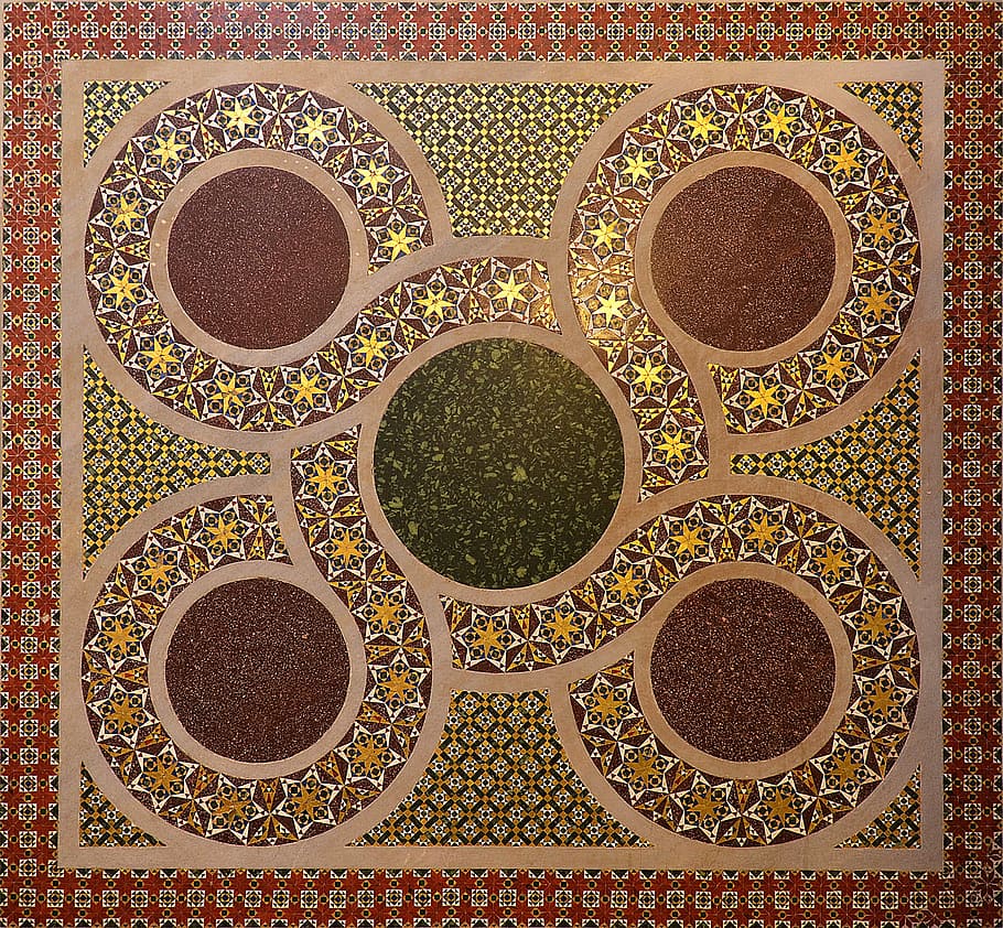 Marrón, amarillo, baldosas con estampado de estrellas, Sicilia, capilla, palatina, mosaico geométrico, vector, decoración, islam
