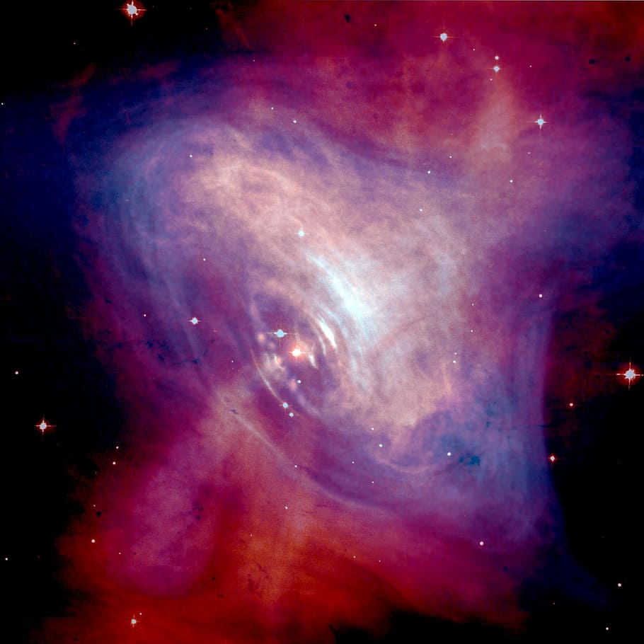 multicolored digital wallpaper, crab nebula, supernova remnant, supernova, pulsar wind fog, constellation taurus, constellation messier catalogue, m 1, ngc 1952, galaxy