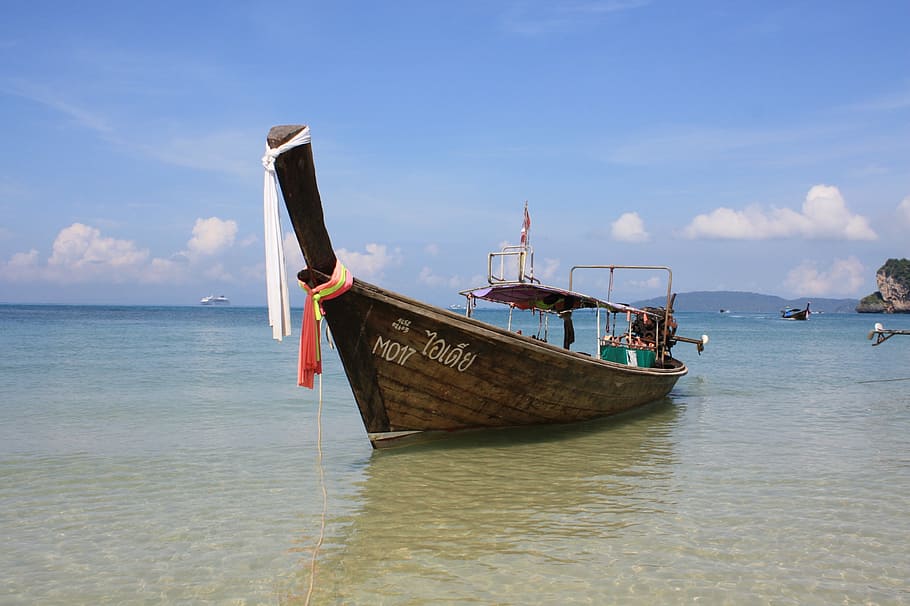 thailand, longtail, boat, sea, tropical, island, thai, beach, vacation, phuket