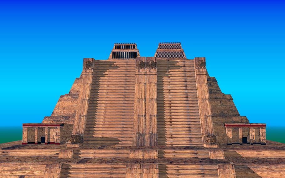 egypt structure, aztecs, templo mayor, shrines, tlaloc, huitzilopochtli, city, tenochtitlan, mexico, landscape