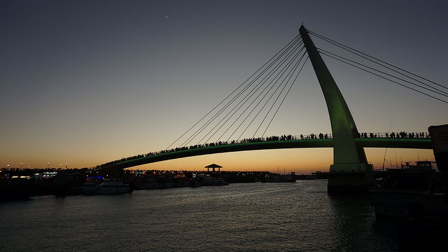 matahari terbenam di bawah jembatan, jembatan kekasih, jembatan, koneksi, jembatan - struktur buatan manusia, arsitektur, struktur buatan, transportasi, air, sungai