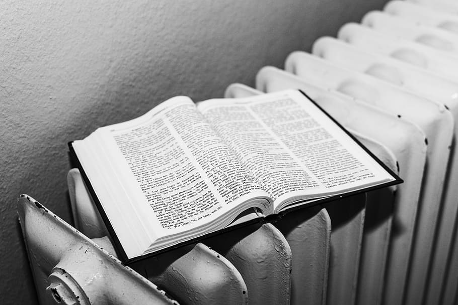 book, white, radiator heater, bible, holy, christianity, font, christian, word of god, the holy book