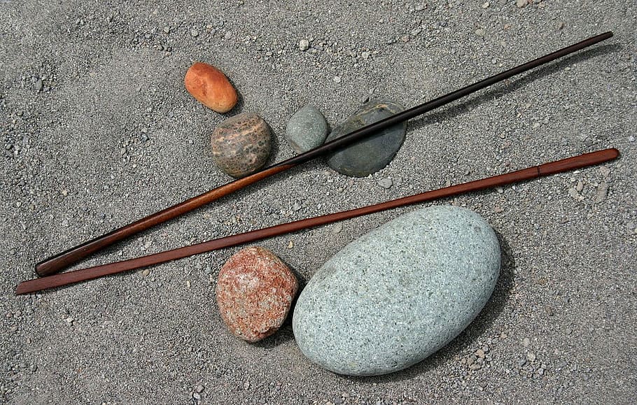 Rocks, Sticks, Wood, Art, River, Sand, wood, art, beach, brown, tan