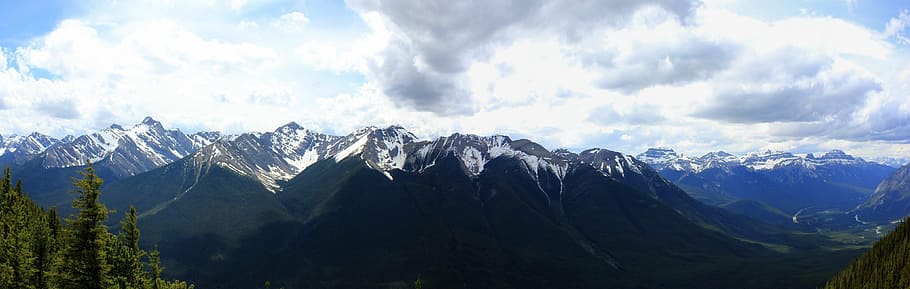 aerial, photography, alps mountain, panorama, mountain, landscape, canada, banff, rocky mountains, nature