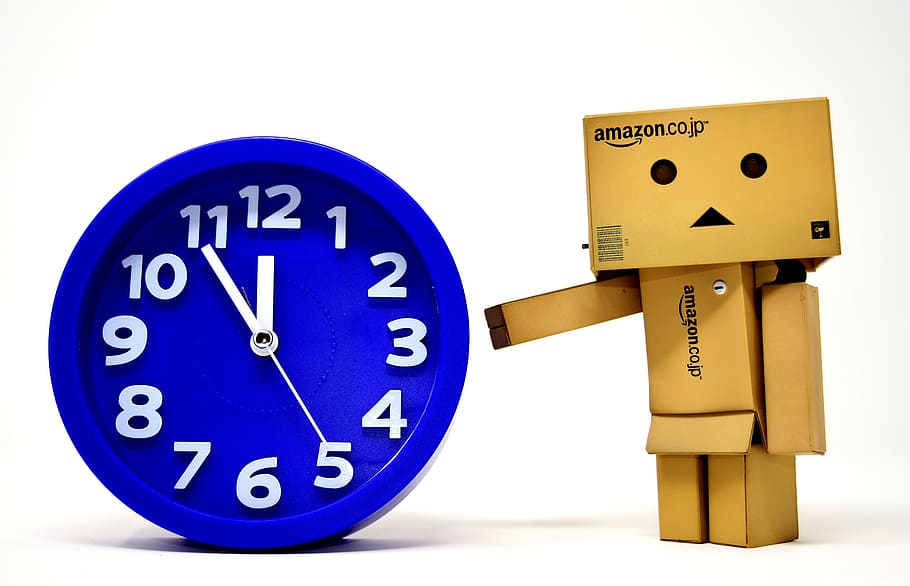 amazon danbo, standing, analog clock time, 11:55, the eleventh hour, time to rethink, disaster, time for a change, alarm clock, clock