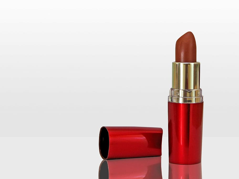 opened, brown, lipstick, lid, cosmetic, beauty, still life, white, beauty Product, glamour