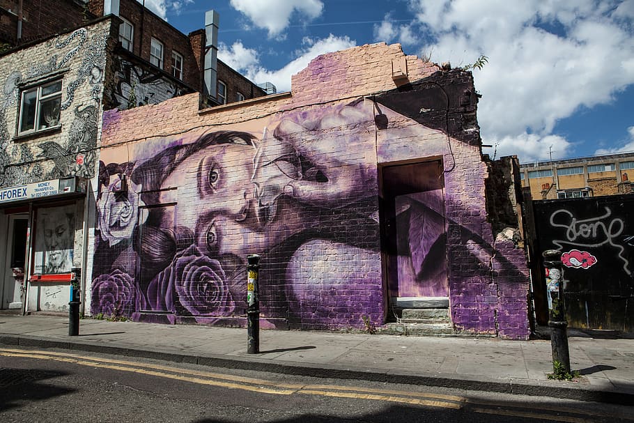 Foto de arte callejero, tomada, este, Londres, Inglaterra, arte callejero, foto, Brick Lane, East London, urbano