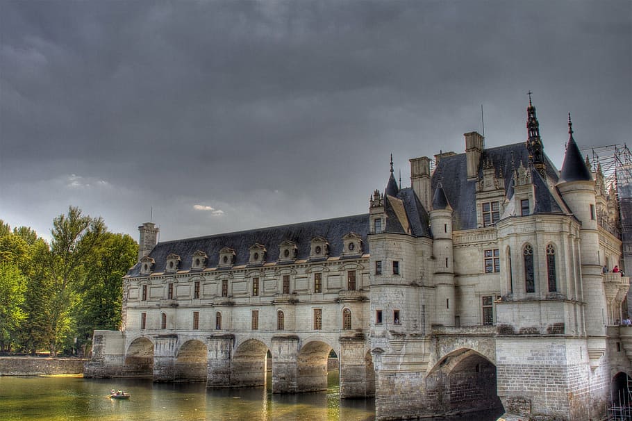 castle, chenonceau, river, cher, loire, france, landmark, travel, royal, historical