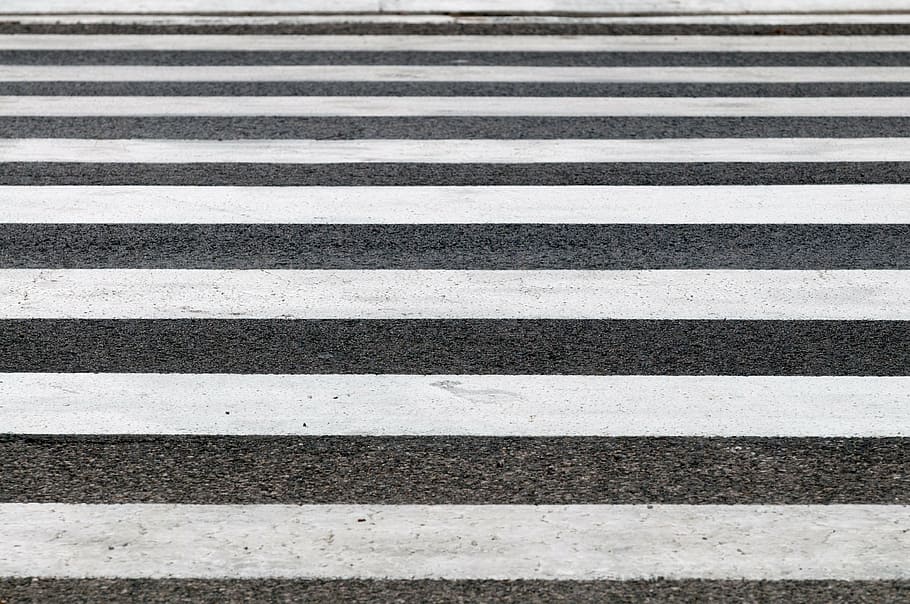 jalur pejalan kaki putih, zebra, persimpangan, jalan, bergaris, hitam, putih, garis, salib, desain