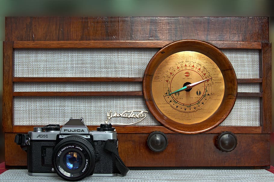 retro, old radio, analog camera, tesla, model kosmaj 49, technology, retro styled, wood - material, camera - photographic equipment, photography themes