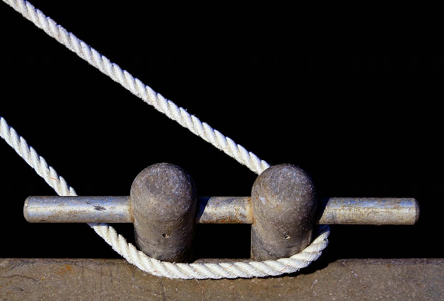 gray rope, port, shipping, marina, anchorage, rope, guy ropes, thaw, pontoon, close up