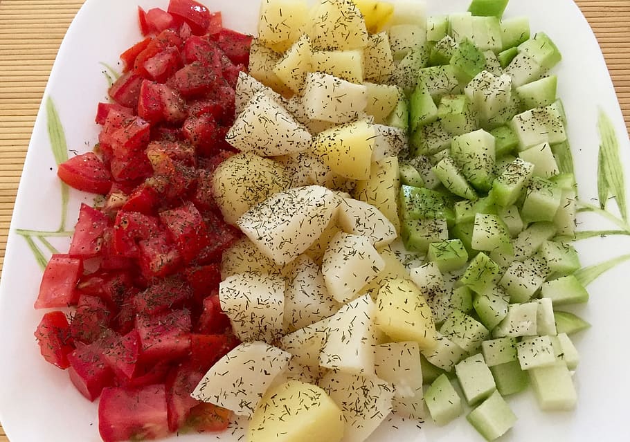 Makanan, Sehat, Tomat, Kentang, labu siam, squash, rempah-rempah, sayuran, vegan, vegetarian