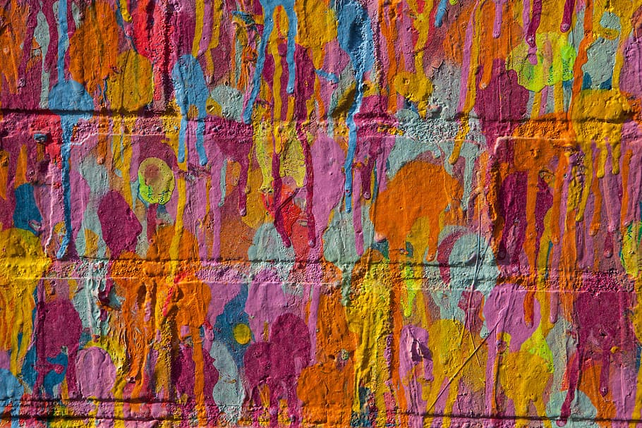 Vibrante, multicolor, pared de ladrillo, este, Londres, Inglaterra, Close-up shot, coloreado, East London, texturas