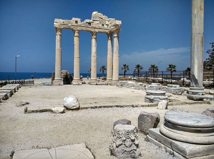 Side, Turkey, Turkish Riviera, Antiquity, side, turkey, building, temple, ruin, ruins of side, architectural Column