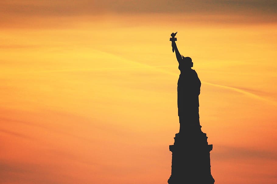 estátua, liberdade, nova, cidade de york, silhueta, estátua da liberdade, liberdade em, cidade de Nova york, arquitetura, nova iorque