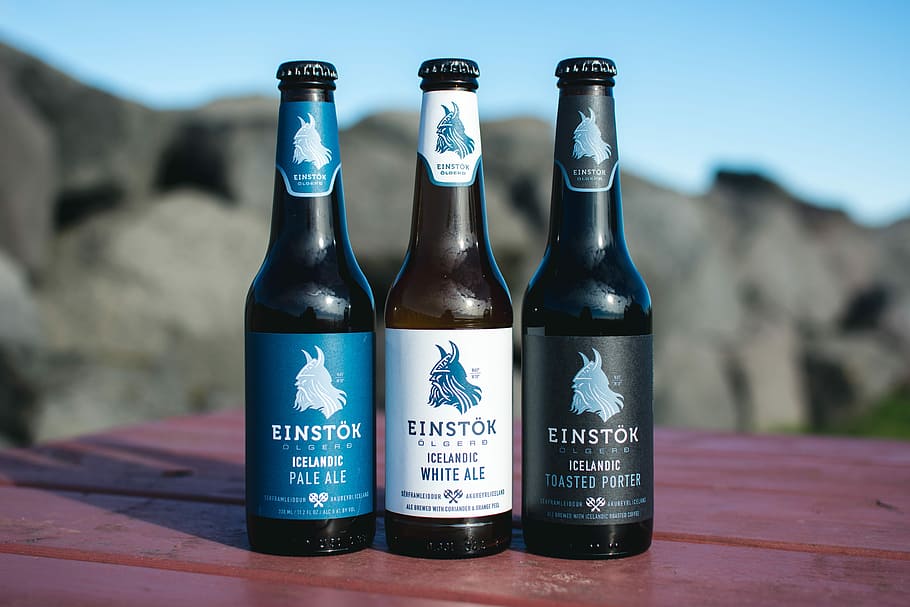 crafted, bottled, beers, Icelandic, drink, Iceland, outside, bottle, alcohol, no People