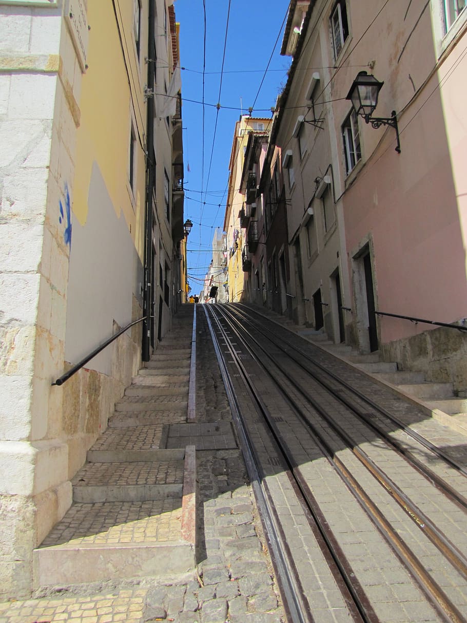 funicular, lisboa, calle, portugal, puente, paseo, ciudad, en casa, hermosa vista, edificio