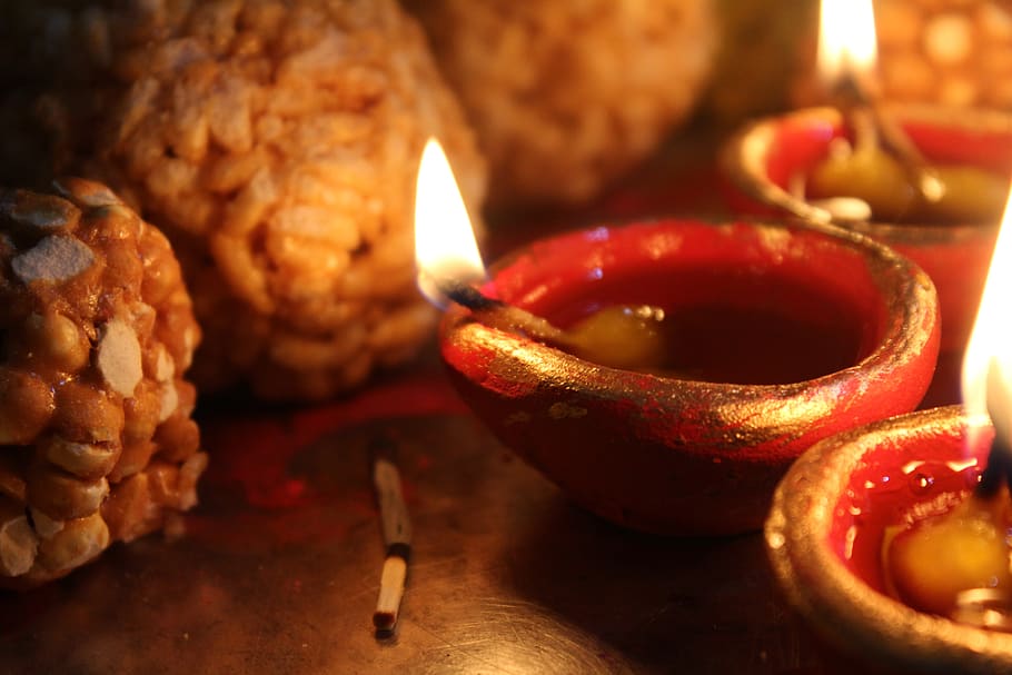 diya, sweets, red, flame, tasty, food, flavoured, eatables, burning, fire