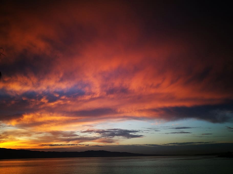 sunset, strait of messina, reggio calabria, view from waterfront, clouds, effect, sky, cloud - sky, beauty in nature, scenics - nature