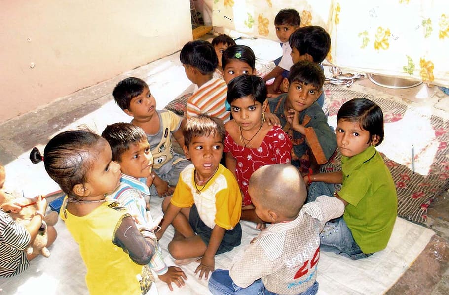India, niños, asiático, niño, familia, niñas, grupo mediano de personas, infancia, unión, mujeres