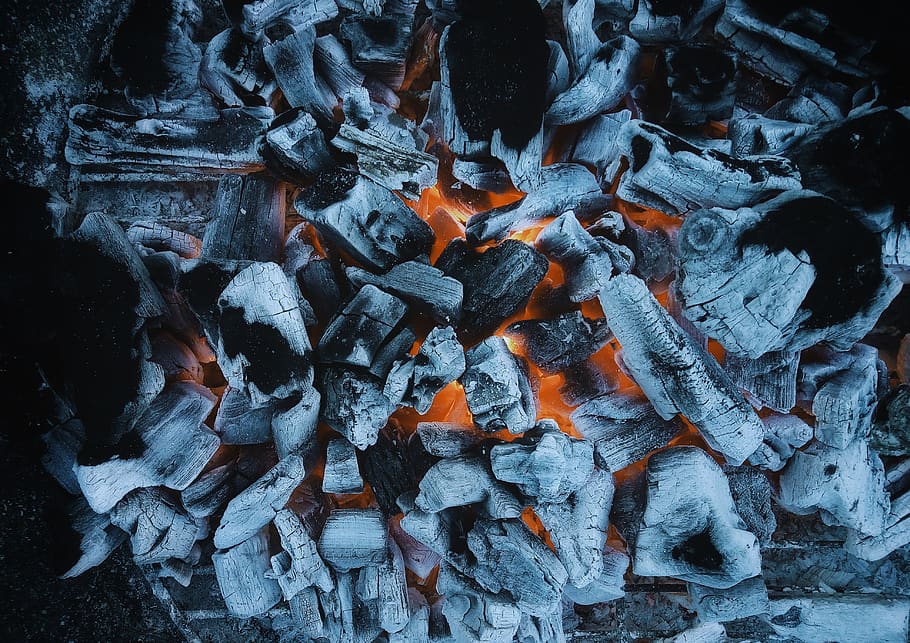 carvão, fogo, carvão vegetal, quente, queimar, flama, calor, brilho, carvões, queima