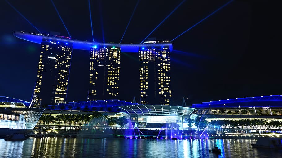 Singapura, Marina Bay Sands, tengara singapura, sungai singapura, objek wisata, hotel, pariwisata, tengara, perjalanan, sinar laser