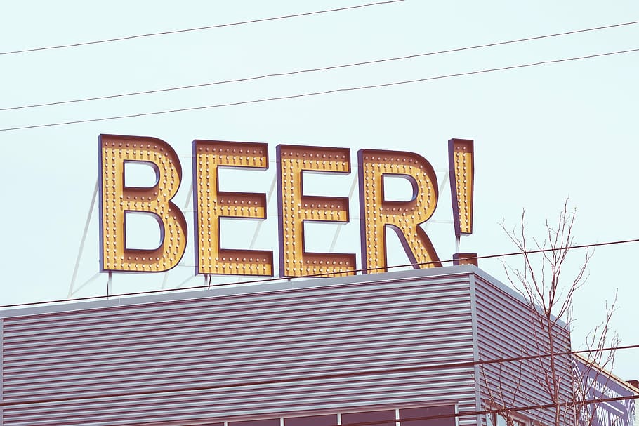 Señalización led de cerveza, arquitectura, construcción, infraestructura, señalización, cerveza, bar, alambre, señal, Estados Unidos