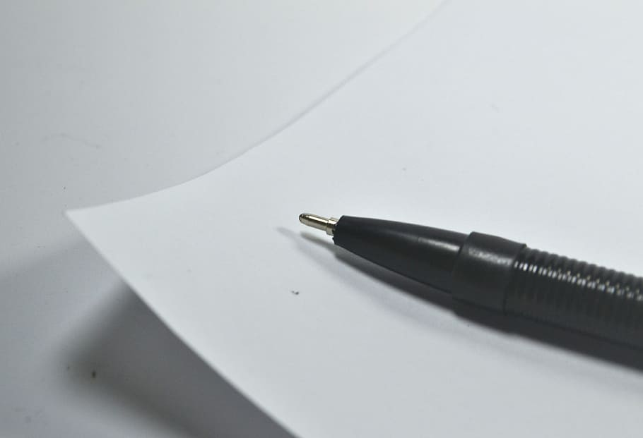bolígrafo negro, papel, bolígrafo, en blanco, bloqueo mental, escritura, confundido, sin idea, papel blanco, motivación