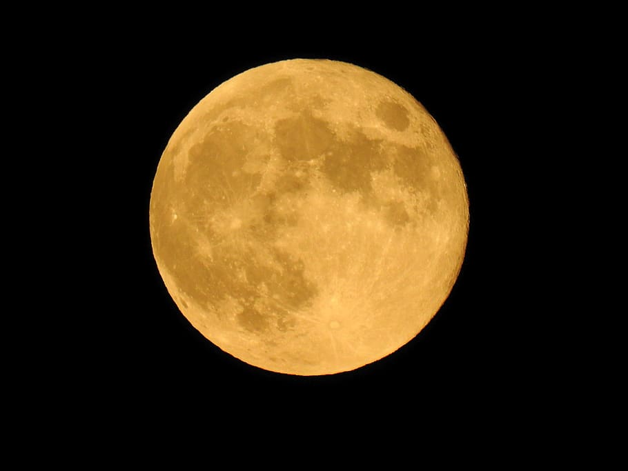 full moon, orange, before midnight, nature, astronomy, space, moon, night, sky, circle