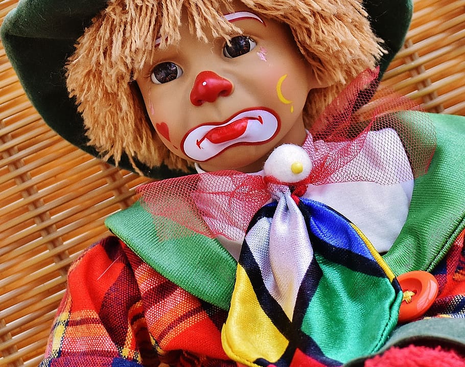 doll, clown, sad, colorful, sweet, funny, toys, children, cute, toy